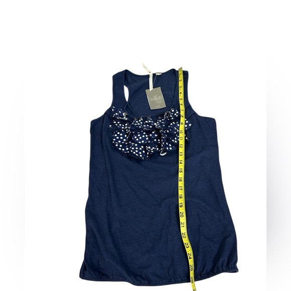 Anthropologie Little Yellow Button Blue sleeveless tassle racerback tank Small - Picture 7 of 10